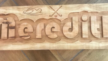 Hardwood sign on cherry