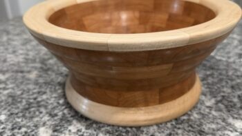 Maple and cherry segmented hardwood bowl