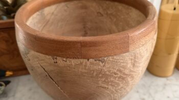 Solid maple topped with a segmented ring of cherry